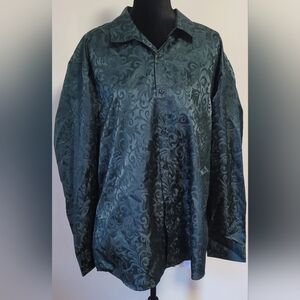 Men's Elegant Dark Green Patterned Shirt Jacket
